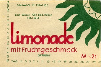 Limonade mit Fruchtgeschmack, Erich Wözel, 7282 Bad Düben