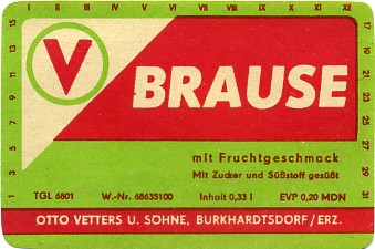 Brause mit Fruchtgeschmack, Otto Vetters u. Söhne, Burkhardtsdorf