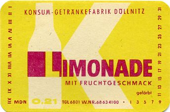 Limonade mit Fruchtgeschmack, Konsum-Getränkefabrik Döllnitz